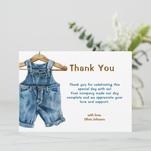 Blue Jean Boy Western Baby shower Bedankkaart (Staand voorkant)