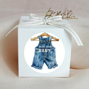 Blue Jean Boy Western Baby shower Ronde Sticker