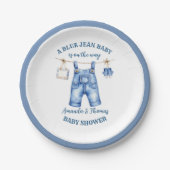 Blue Jean Denim Baby shower Papieren Bordje (Voorkant)