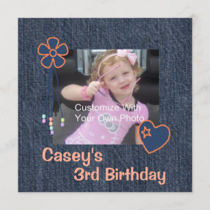 Blue Jean Denim Birthday Uitnodiging