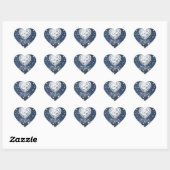 Blue Jean Denim & Diamonds Bling Diamond Heart Hart Sticker (Vel)