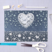 Blue Jean Denim & Diamonds Bling Diamond Heart Tissuepapier (Craft)
