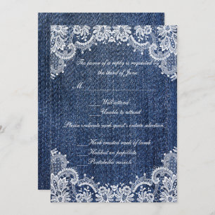 Blue Jean Denim en Kaart van de Lace Wedding Respo