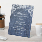 Blue Jean Denim en Lace Safety Measures Reclamebord Met Voetstuk (Insitu)