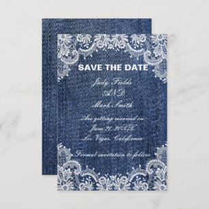 Blue Jean Denim en Lace Save the Date Aankondiging