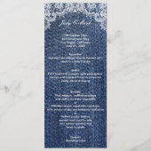 Blue Jean Denim en Lace Wedding Menu Kaart (Voorkant)