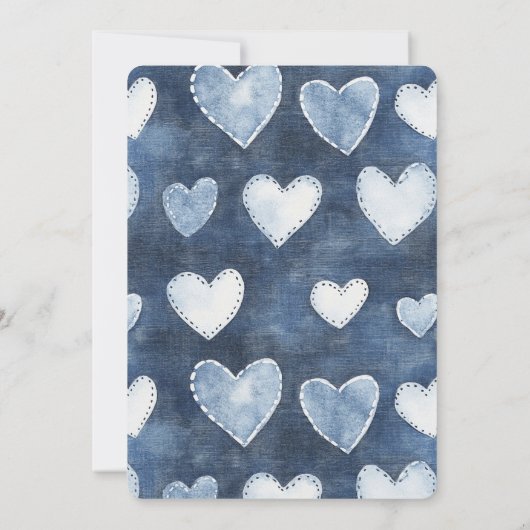 Blue Jean Denim Heart Birthday Kaart (Achterkant)