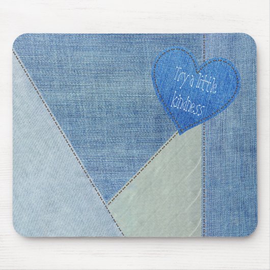Blue Jean Denim Heart met Quote Muismat (Voorkant)