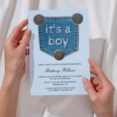 Blue Jean Denim Het is een Boy Baby shower Kaart