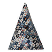 Blue Jean Denim Patchwork Skulls And Florals Feesthoedjes (Rechts)