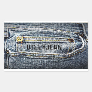 Blue Jean Denim Pocket - Personaliseer het! Rechthoekige Sticker