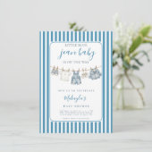 Blue Jean Denim Rustic Boy Baby Shower Invitation (Debout devant)