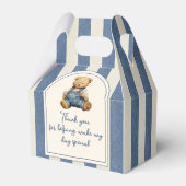 Blue Jean Denim Teddy Bear 1st Birthday Bedankdoosjes (Achterkant)