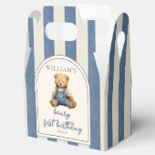 Blue Jean Denim Teddy Bear 1st Birthday Bedankdoosjes (Geopend)