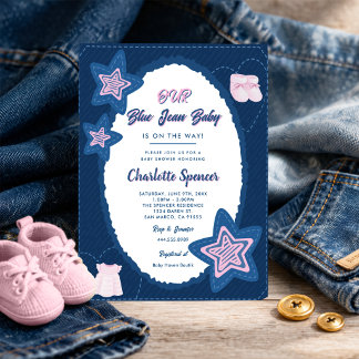 Blue Jean Denim Theme Baby Shower  Kaart