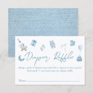 Blue Jean Diaper Raffle Denim Baby shower Informatiekaartje
