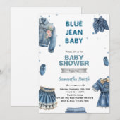 Blue jean girl baby shower invitation kaart (Voorkant / Achterkant)