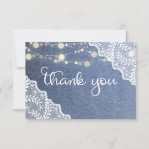 Blue Jean Lace & String Lights Bedankkaart