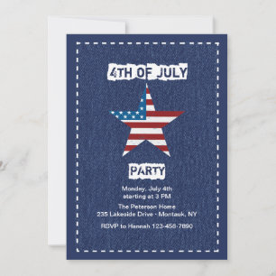 Blue Jean Patriotic Invitation Kaart
