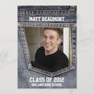 Blue Jean Pocket Photo Afstuderen Kaart