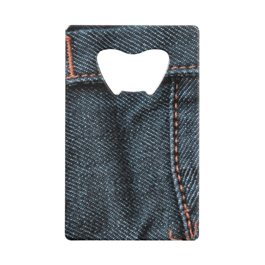 Blue Jean Stitching Kredietkaart Flessenopener (Voorkant)