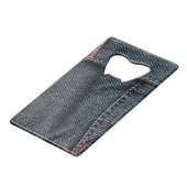 Blue Jean Stitching Kredietkaart Flessenopener (Achterkant Gekanteld)