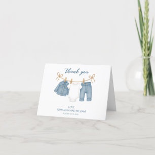 Blue Jeans Baby shower gevouwen bedankkaart