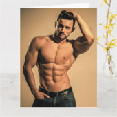 Blue Jeans Boy Hot Guy Carte de voeux (Fleur jaune)