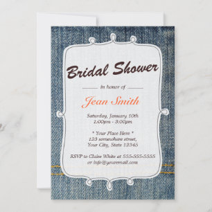Blue Jeans Country Bridal Shower Kaart
