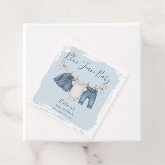 Blue Jeans Denim Baby shower Bedankjes Labels (In situ)