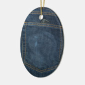 Blue Jeans Denim Pocket Keramisch Ornament (Links)