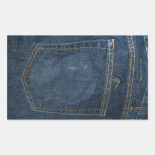 Blue Jeans Denim Pocket Rechthoekige Sticker
