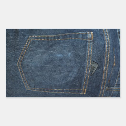 Blue Jeans Denim Pocket Rechthoekige Sticker (Voorkant)