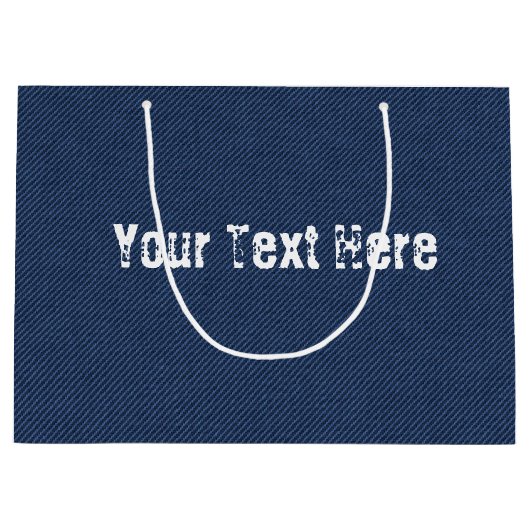 Blue Jeans Fabric + add Jouw tekst -  - Groot Cadeauzakje (Voorkant)