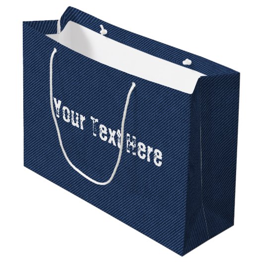 Blue Jeans Fabric + add Jouw tekst -  - Groot Cadeauzakje (Voorkant Gekanteld)