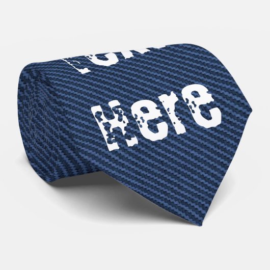 Blue Jeans Fabric - Voeg Jouw tekst toe -  Stropdas (Opgerold)