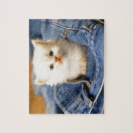 Blue Jeans Kitten Puzzle (Vertical)