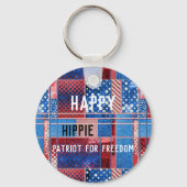 Blue Jeans Patchwork gepersonaliseerde Patriot Sle Sleutelhanger (Voorkant)