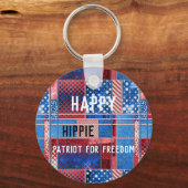 Blue Jeans Patchwork gepersonaliseerde Patriot Sle Sleutelhanger (Voorkant)