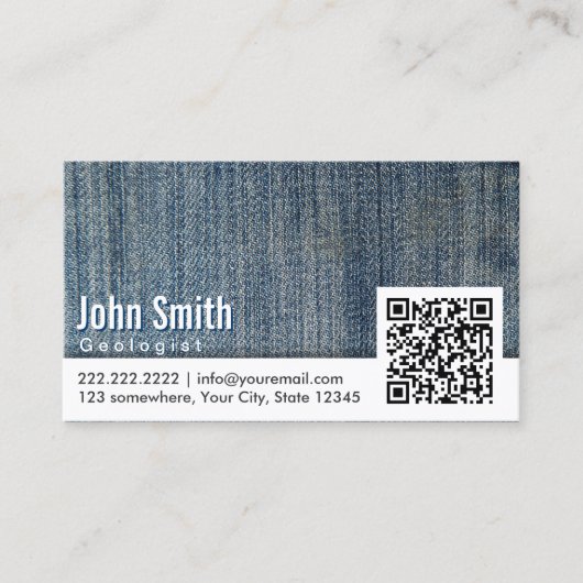 Blue Jeans QR Code Geologist Carte de visite (Devant)