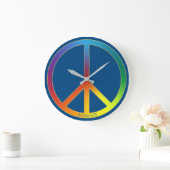 Blue Jeans Texture Rainbow Peace Name Persoonlijk Grote Klok (Huis)