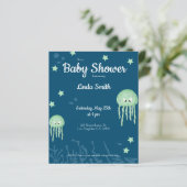 Blue Jellyfish Baby shower Budget Invitation (Staand voorkant)