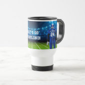 Blue Jersey Football Player Travel Mug Reisbeker (Voorkant rechts)
