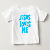 Blue "Jesus Loves Me" voor Baby T-shirt (Voorkant)