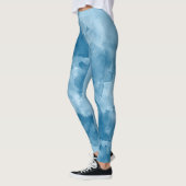 Blue Jewel Tone Abstracte Waterverf Leggings (Links)