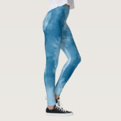 Blue Jewel Tone Abstracte Waterverf Leggings (Rechts)