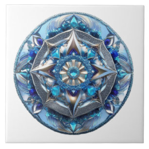 Blue Jewels Medallion Abstract Tegeltje