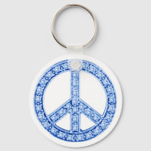 Blue Jewels Peace Sign Sleutelhanger