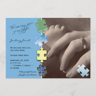 Blue Jigsaw Puzzle Photo Baby Faire-part