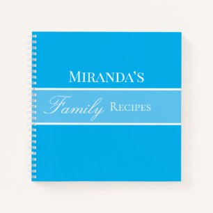 Blue Jouw naam Family Recipipipes Script Typografi Notitieboek